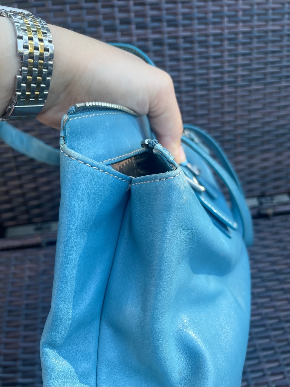 Coach Leather Shoulder Tote Bag - Picture 14 of 16